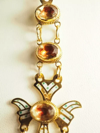 CROIX SAINT ESPRIT D'AURILLAC OR MASSIF BIJOU REGIONAL ANCIEN FOILED CITRINE