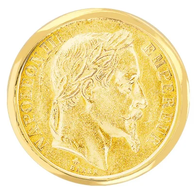 Chevalière pièce Réplique 10 Francs Napoléon III Or Jaune